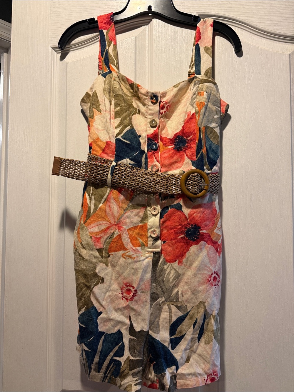 Floral romper with belt